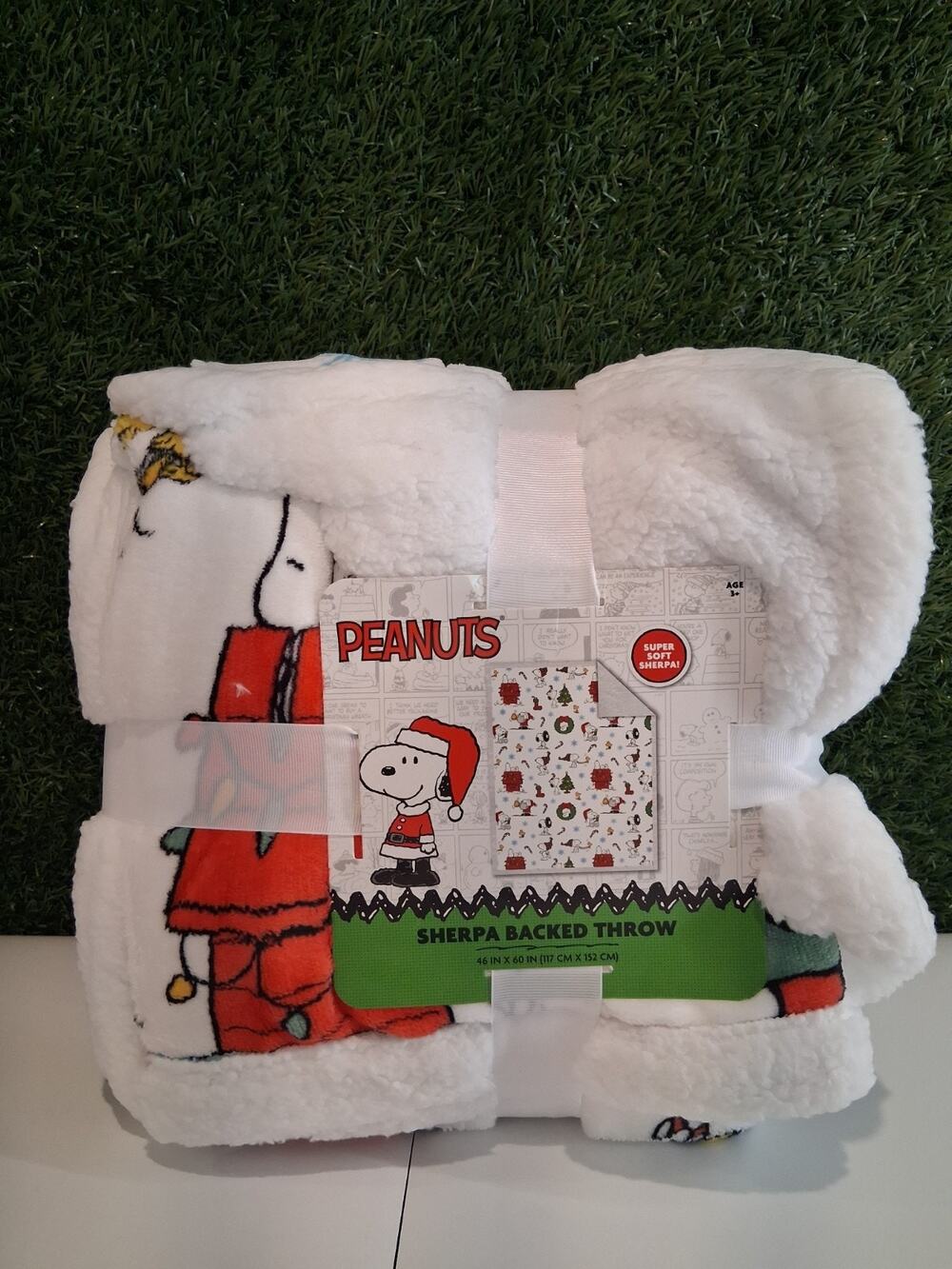 Peanuts Snoopy Christmas Sherpa Backed Throw Blanket 46x60 Holiday New Franco